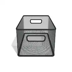 Front. TRU RED - Wire Mesh Storage Box, Matte - Matte Black.
