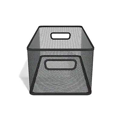 Front. TRU RED - Wire Mesh Storage Box, Matte - Matte Black.