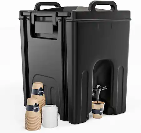 Front. Winado - 12-Gallon Insulated Beverage Dispenser Food-grade LLDPE Drink Dispenser with 50 Cups - Black.