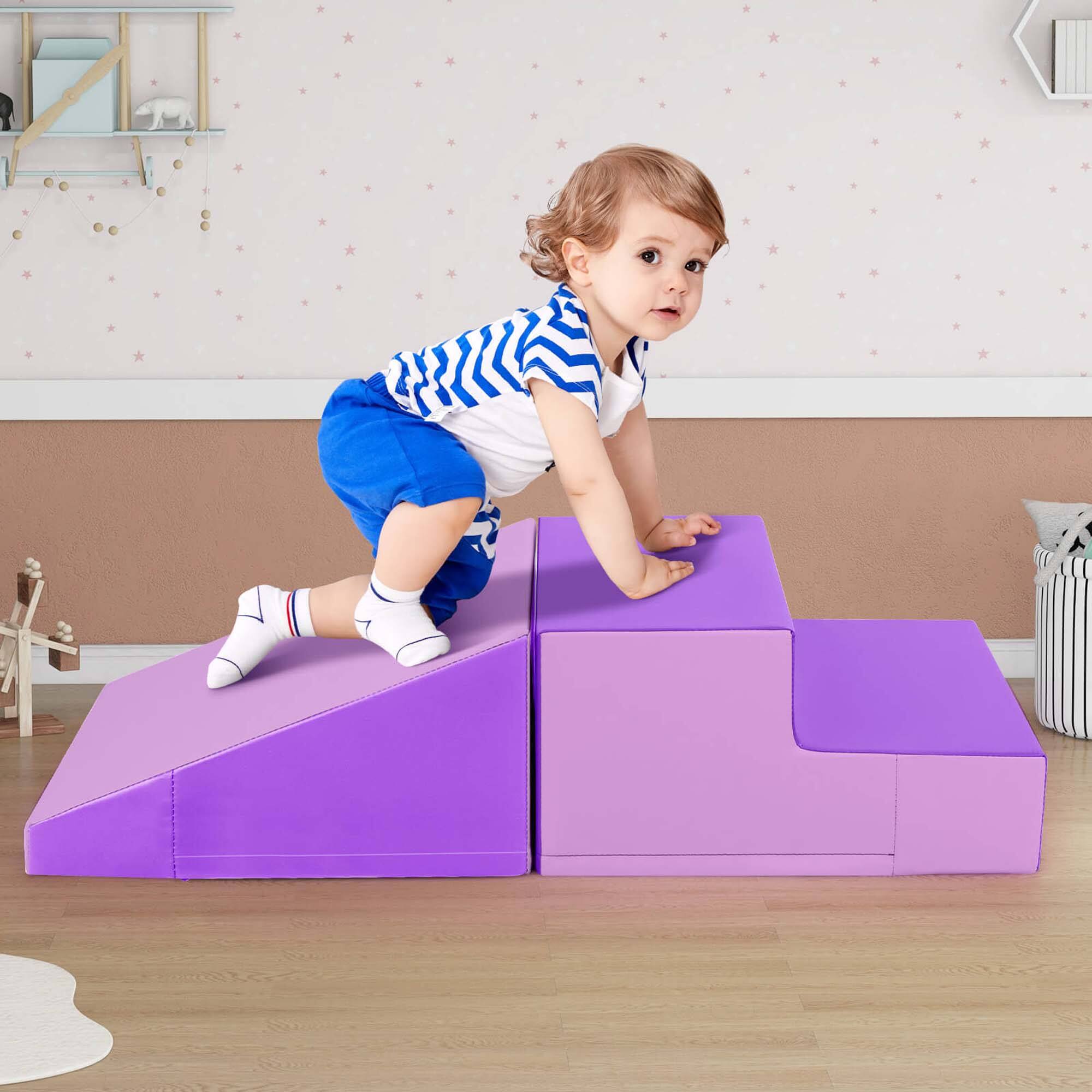 Alt View 3. Costway - Costway Step and Slide Climber for Infants and Toddlers Baby Soft Foam Structure Blocks - Purple.