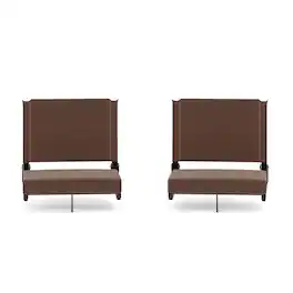 Emma + Oliver - Set of 2 500 lb. Rated Lightweight Stadium Chair with Ultra-Padded Seat - Brown