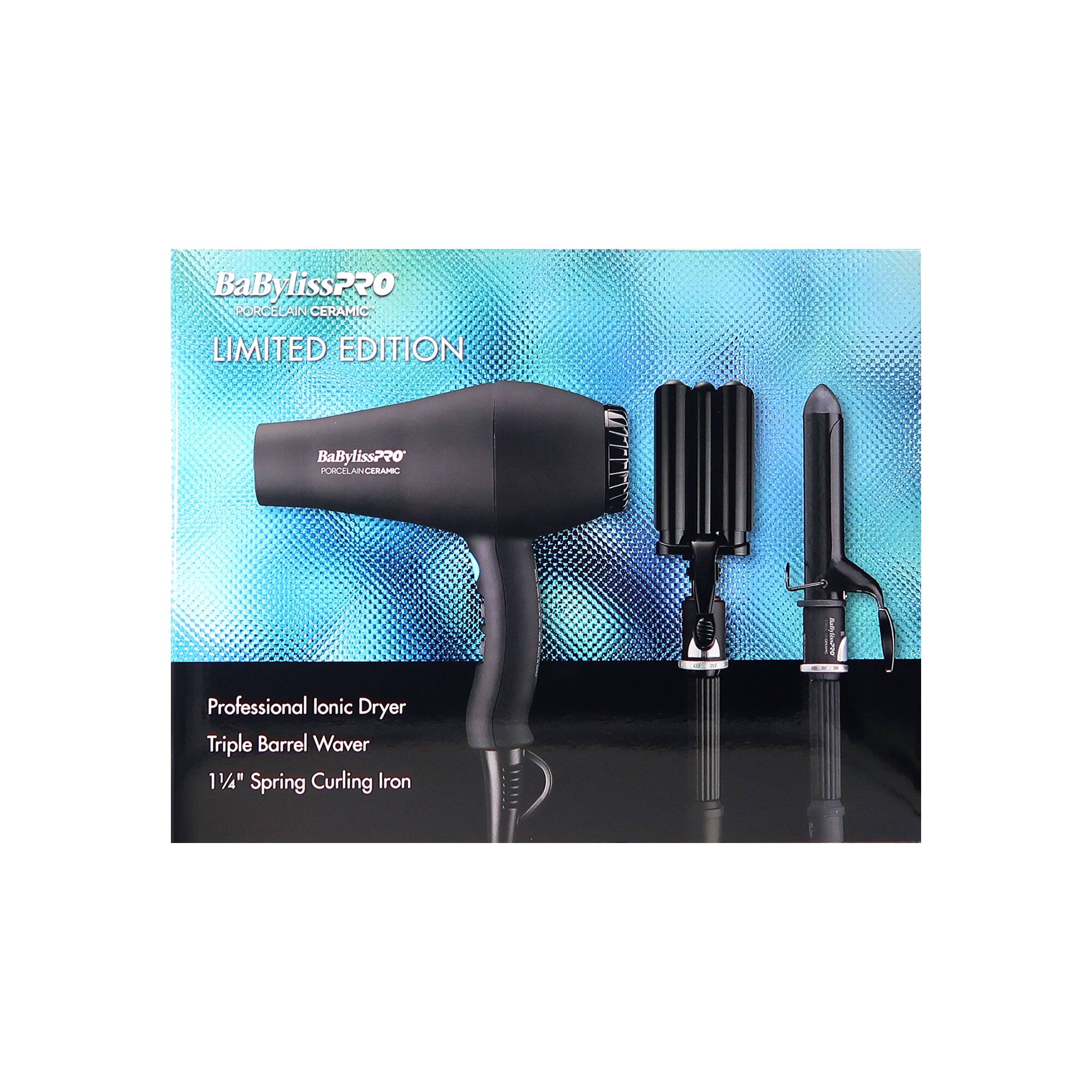 BaBylissPRO PORCELAIN CERAMIC LIMITED EDITION  
BaBylissPRO PORCELAIN CERAMIC  
A Professional Ionic Dryer  
Triple Barrel Waver  
1 1/4" Spring Curling Iron