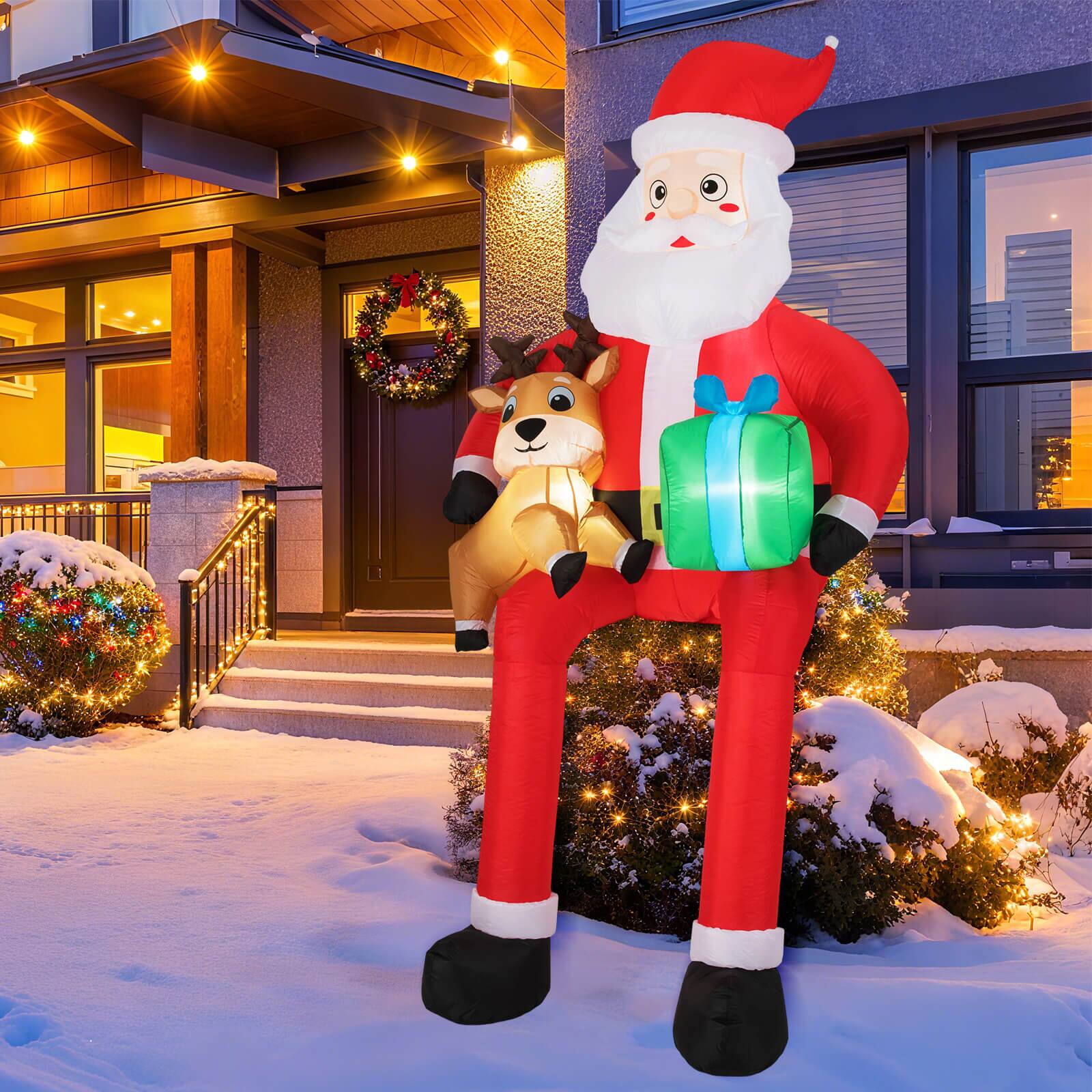 Alt View 3. Costway - Costway 9.5 FT Christmas Inflatable Santa Decoration with Built-in LED Lights for Yard Advent Calendar - Multicolor.