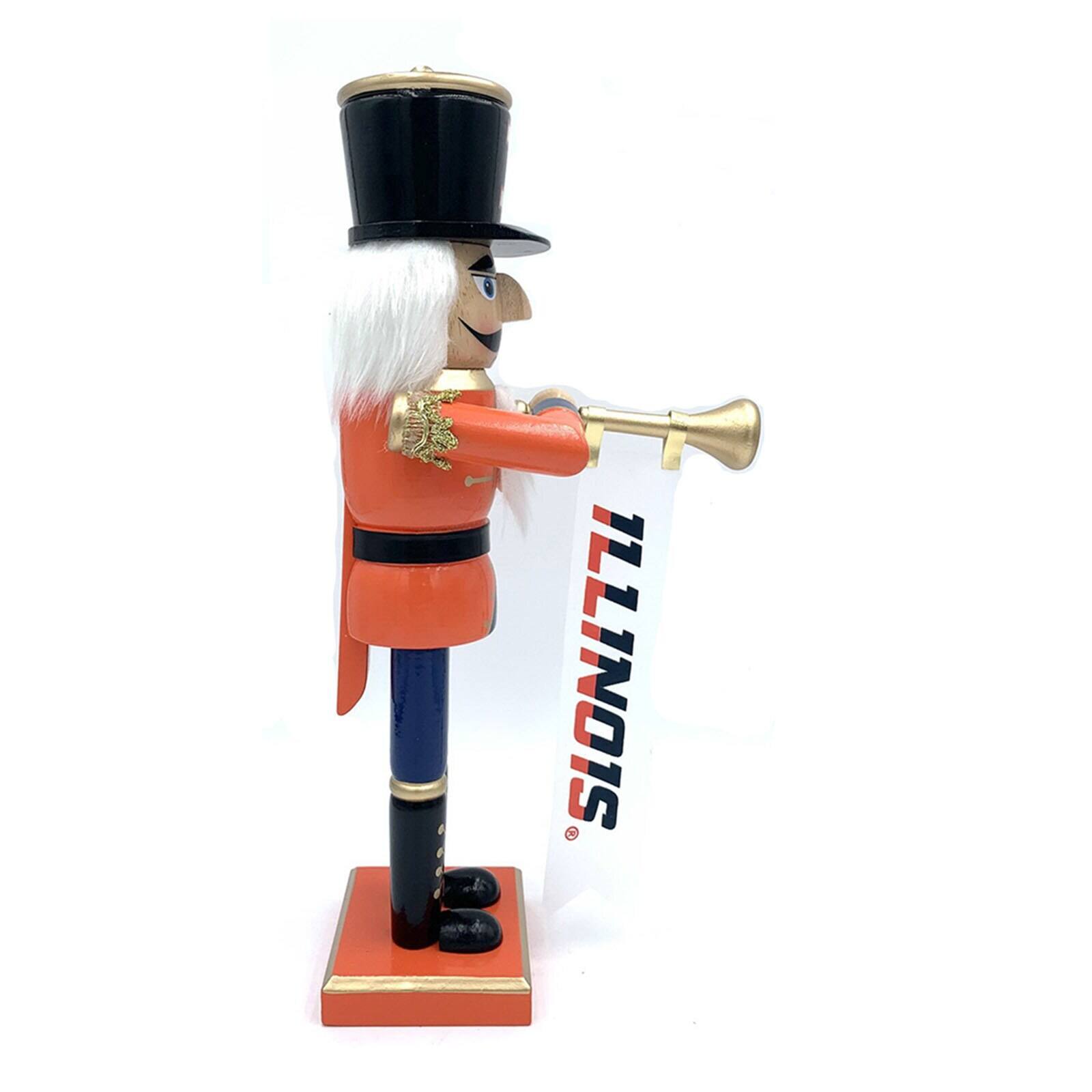 Alt View 1. Santa's Workshop - Illinois Fighting Illini 14" Bugler Nutcracker - Orange.