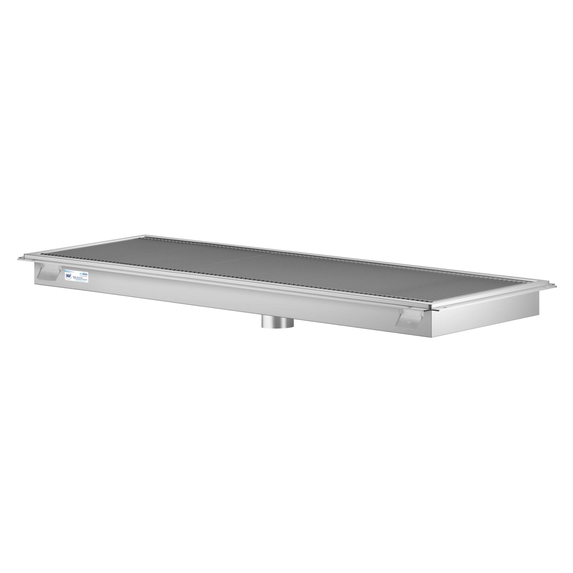 Koolmore - 24" x 54" Floor Trough Drain, 14-Gauge with Subway-Style Grating & Removable Drain Basket, NSF Listed - Stainless Steel