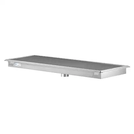 Front. Koolmore - 24" x 54" Stainless Steel Floor Trough Drain, 14-Gauge with Subway-Style Grating & Removable Drain Basket, NSF Listed - Stainless-Steel.