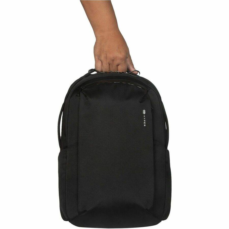 Alt View 4. Hyper - Hyper HP21PBKGL Carrying Case (Backpack) for 16" Notebook - Black - Weather Resistant Exterior, Abrasion Resistant - Black.