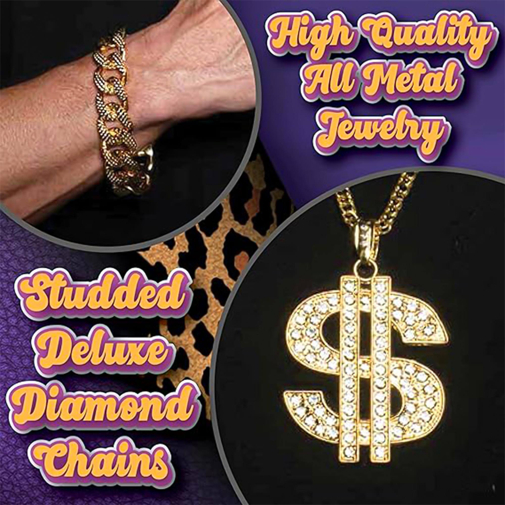 High Quality All Metal Jewelry  
Studded Deluxe Diamond Chains