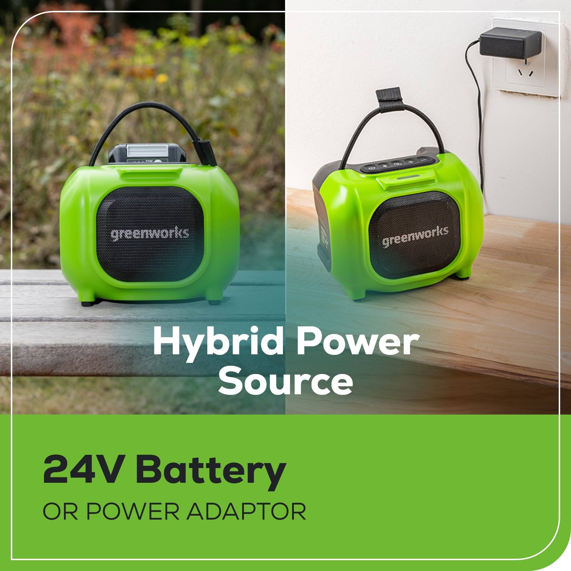 Greenworks Hybrid Power Source 24V Battery OR Power Adapter