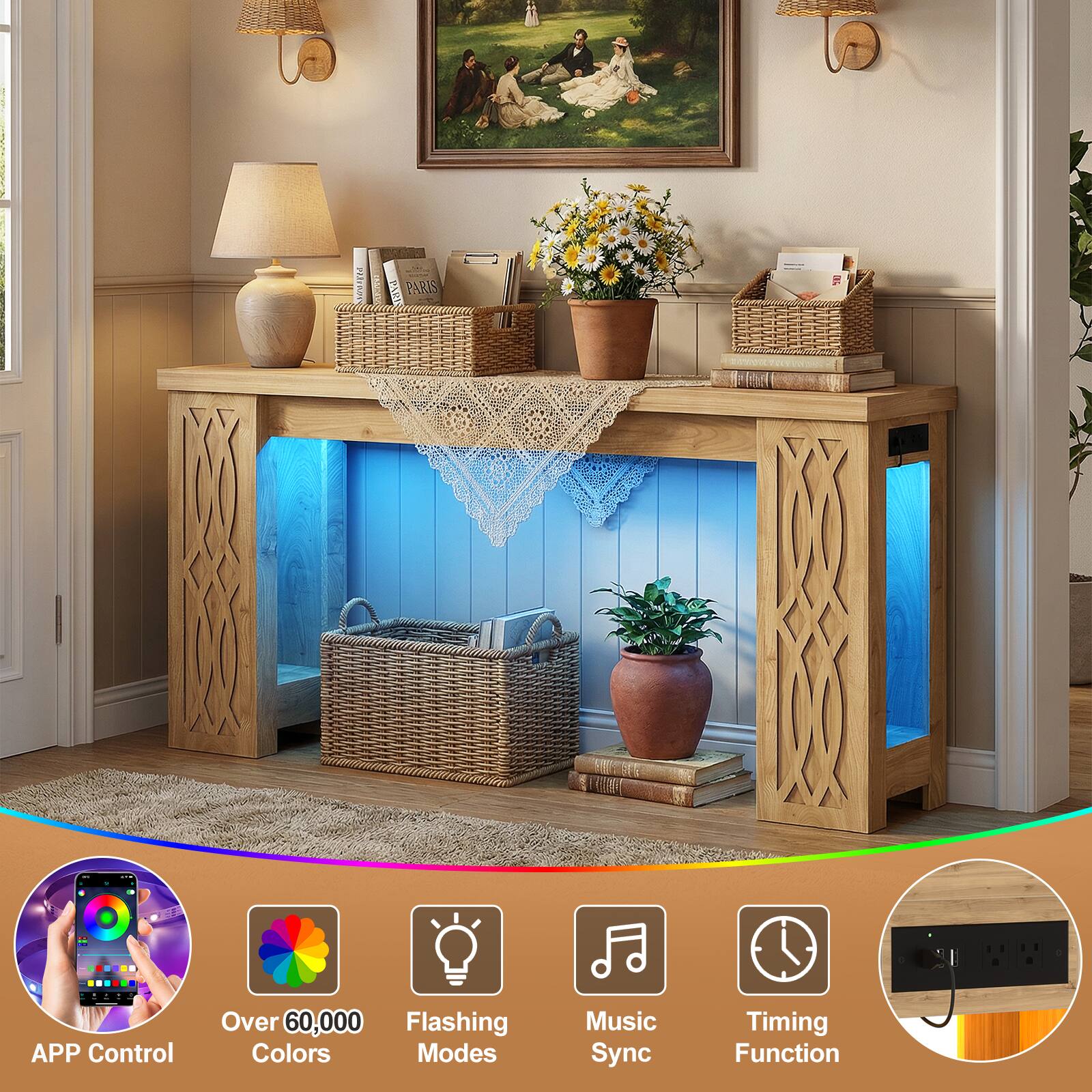 Trlnm PARIS  
APP Control  
Over 60,000 Flashing Colors Modes  
Music Sync  
Timing Function