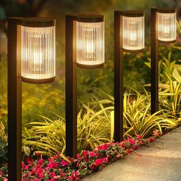 MOSZAR LLC - Solar Pathway Lights Outdoor, 6 Pack Upgraded - White