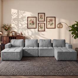 Dyonery - 110" L Shaped Modular Sectional Sofa with Ottoman, Boneless Couch for Living Room - Dray