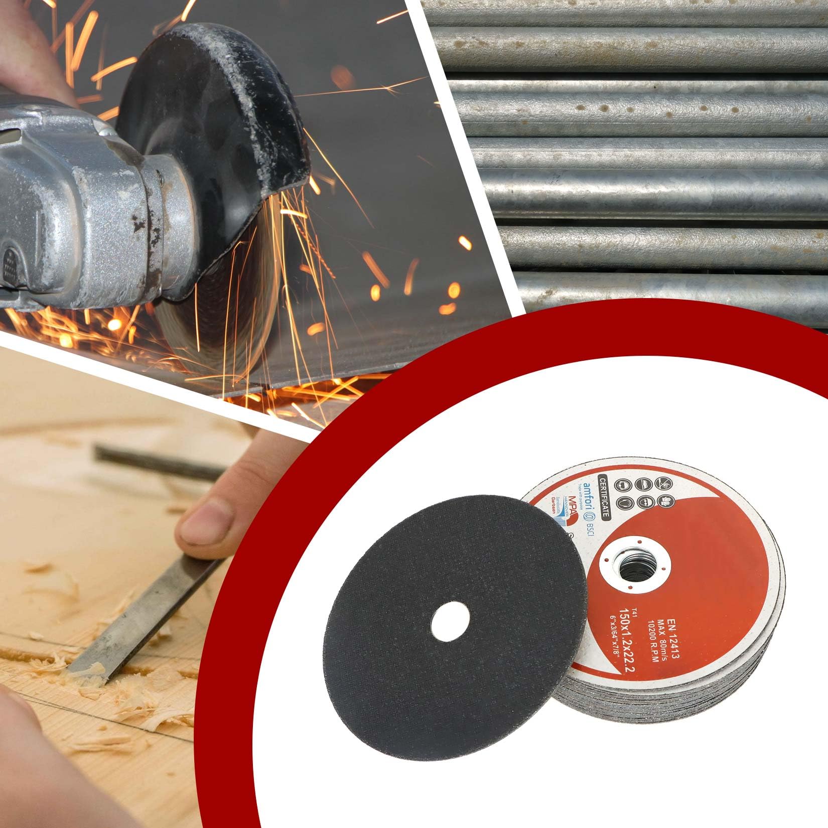 eta MPE | amfori CERTIFICATE T C Rsci 0 I 1 Fa  
150x1.2x22.2  
10200 MAX EN RPM  
80m/s  
12413