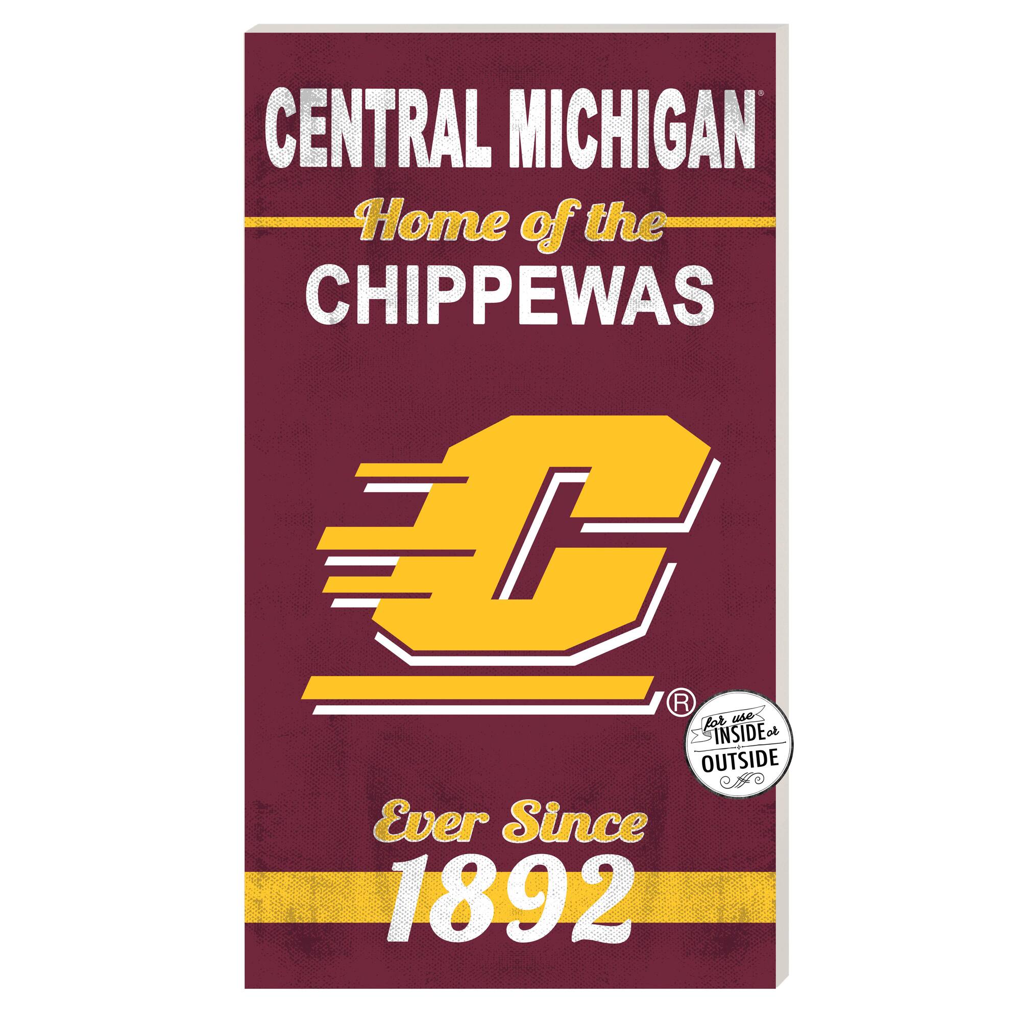 Central Michigan Chippewas 11'' x 20'' Indoor/Outdoor Home Of The Sign