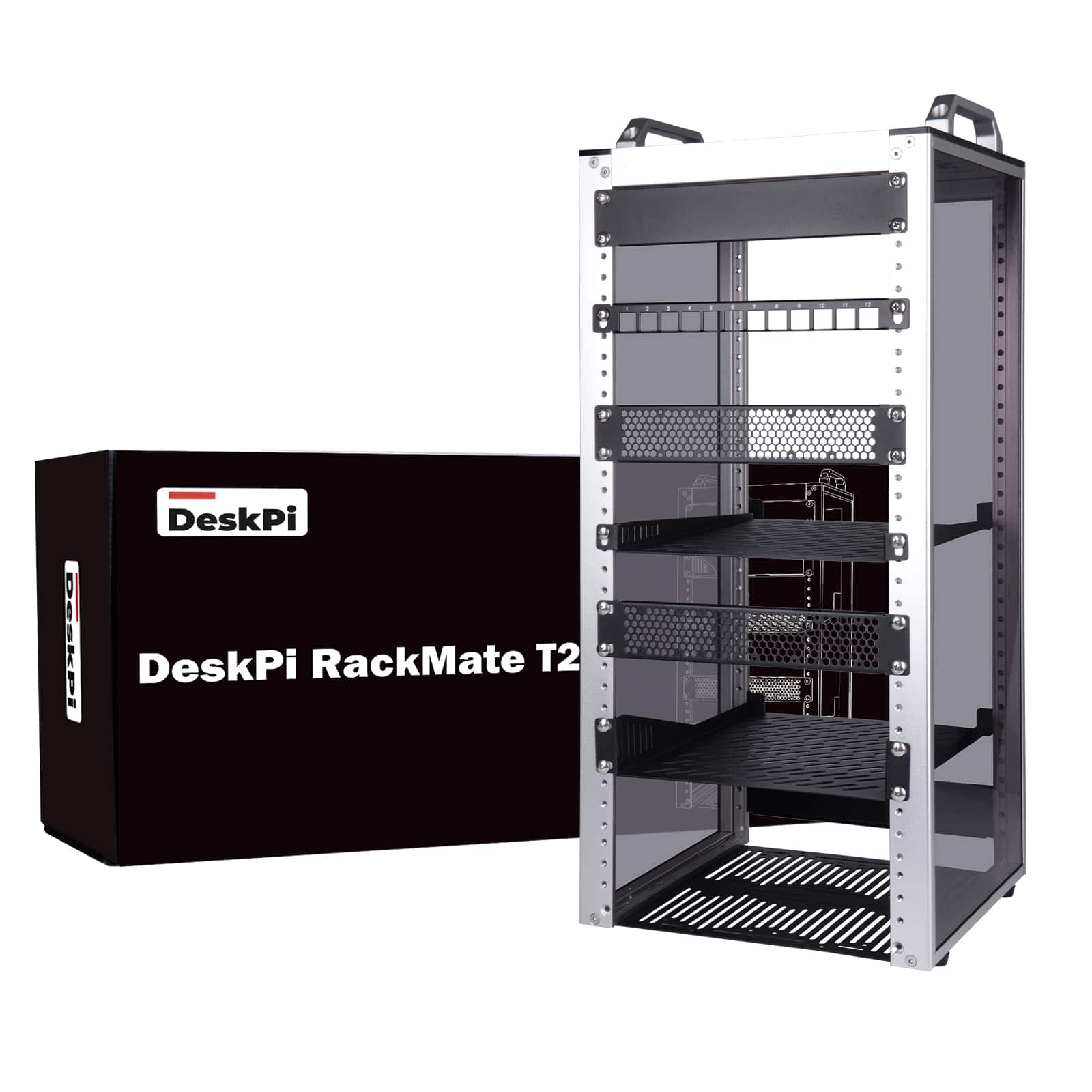 GeeekPi - 12U Network Rack, 10 inch Mini Server Rack for Network, Servers, Audio, and Video Equipment, DeskPi RackMate T2