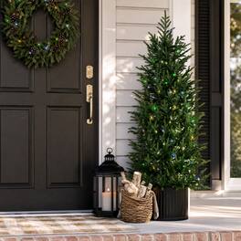 Glitzhome - 5ft Pre-lit Christmas Artificial Norfolk Pine Tree with 150 Twinkling Lights - Green