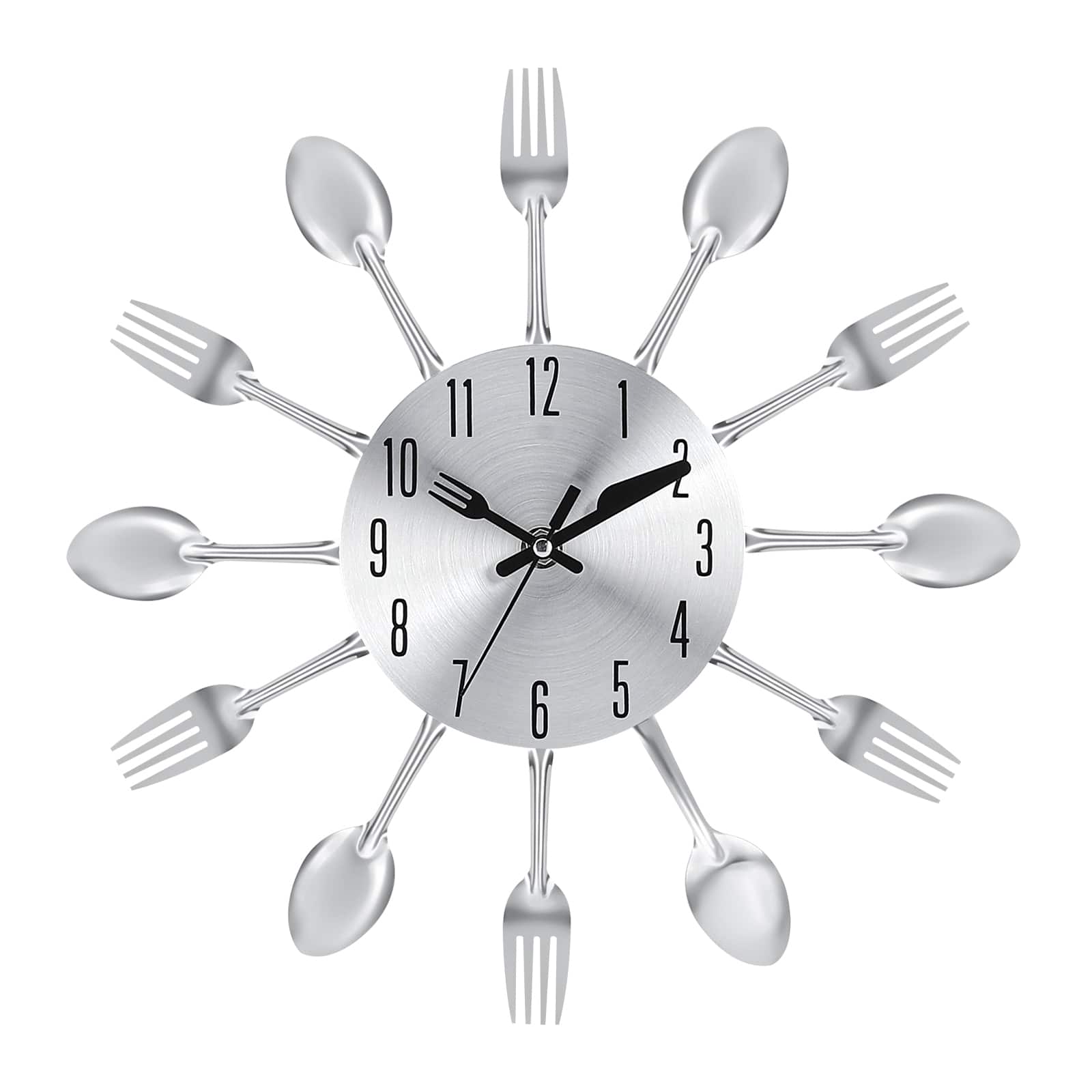 Oumilen - 12" Kitchen Utensil Wall Clock - Silver