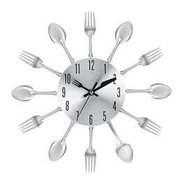 Oumilen - 12" Kitchen Utensil Wall Clock - Silver