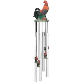 FC Design - 23" Long Rooster Round Top Wind Chime Outdoor Patio or Garden Hanging Decoration - Multi-Color