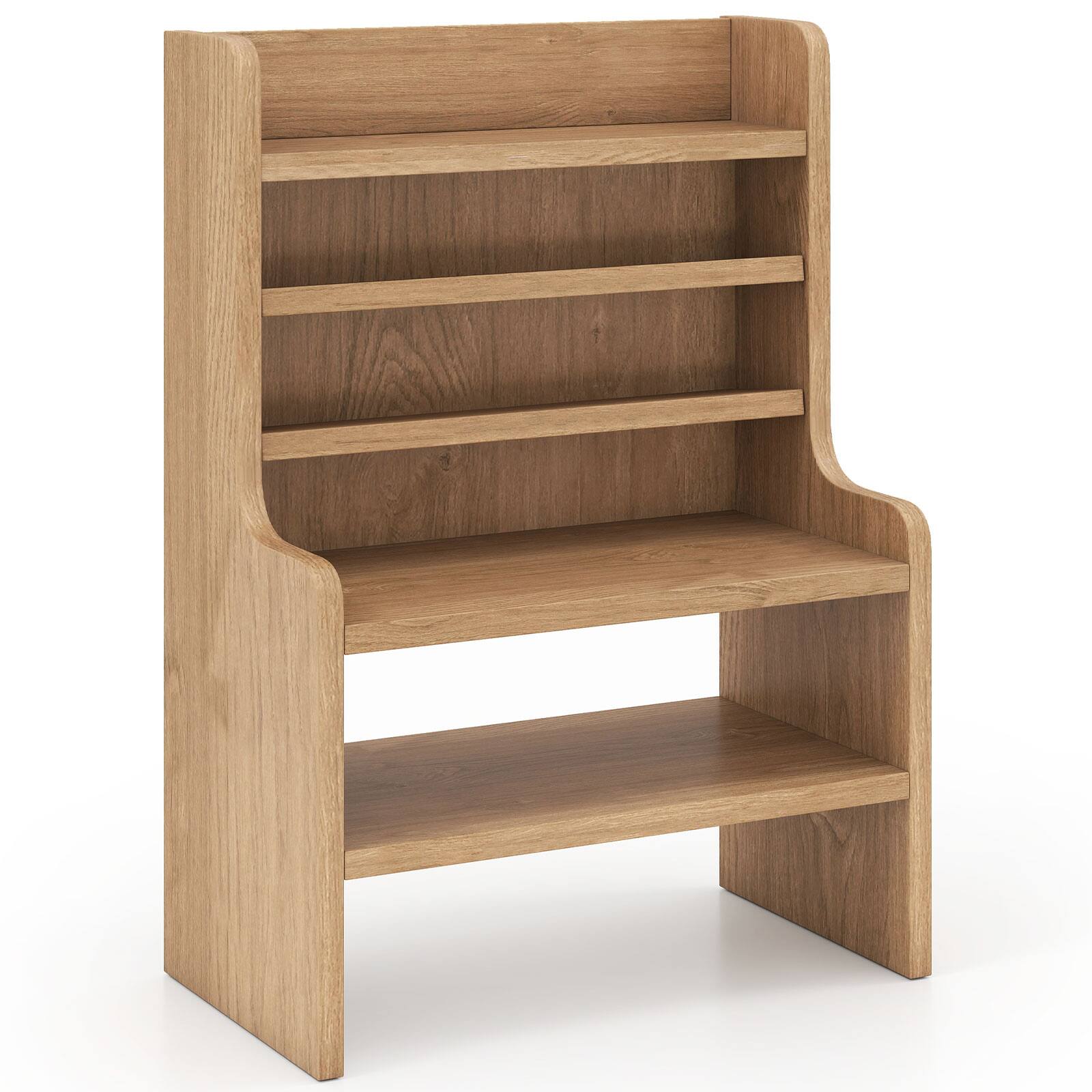 Alt View 9. Costway - Costway Desktop Bookshelf with Open Cubes and Adjustable Shelves, 12 x 6.5 x 16.5 in - Natural.