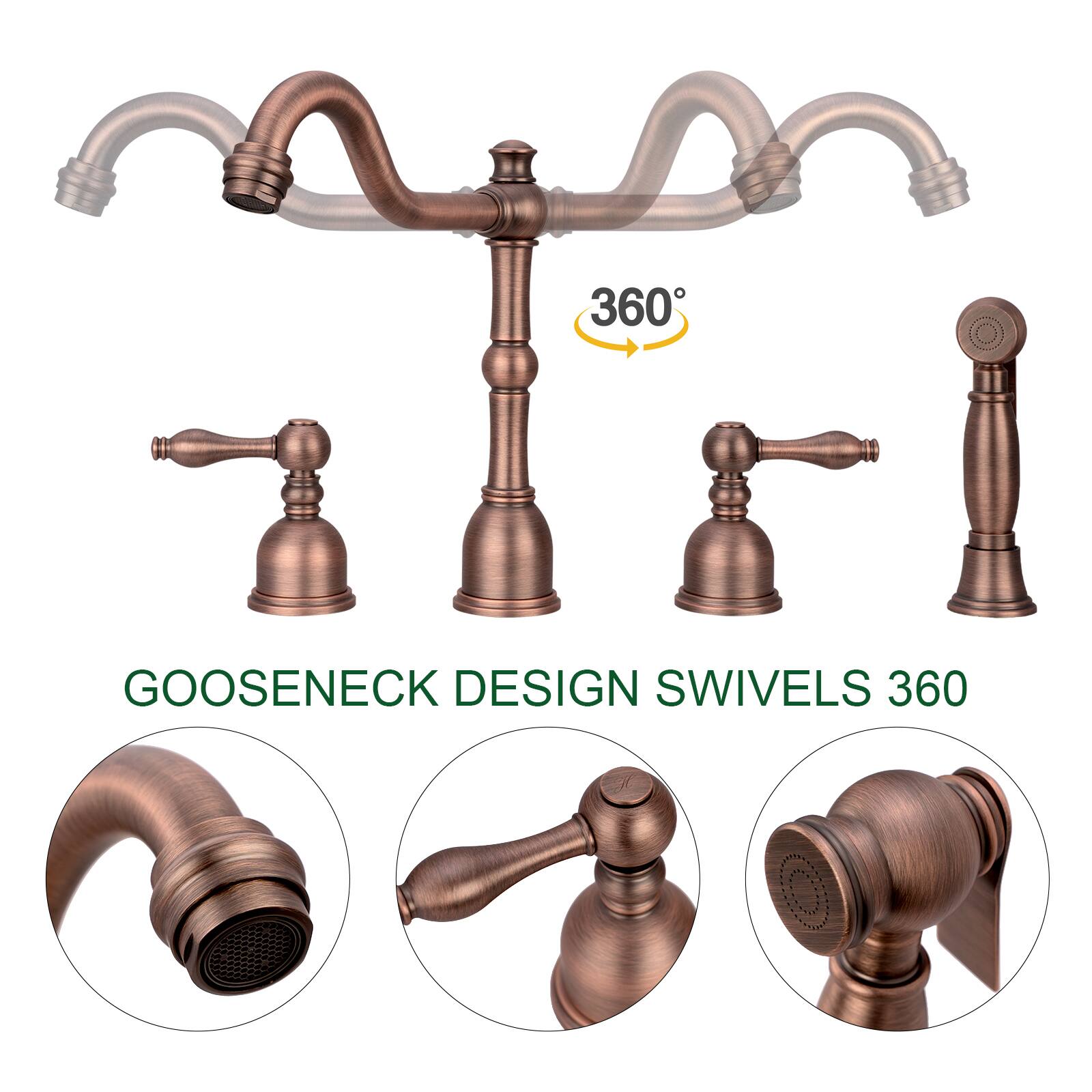 GOOSENECK DESIGN SWIVELS 360°