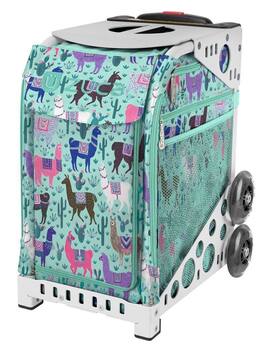 Zuca - Llama Rama Sport Insert Bag and White Frame with Flashing Wheels - Turquoise