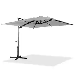 Mondawe - 10x13ft Cantilever Patio Umbrella with 360° Rotation, DIY Drape Hook - Gray