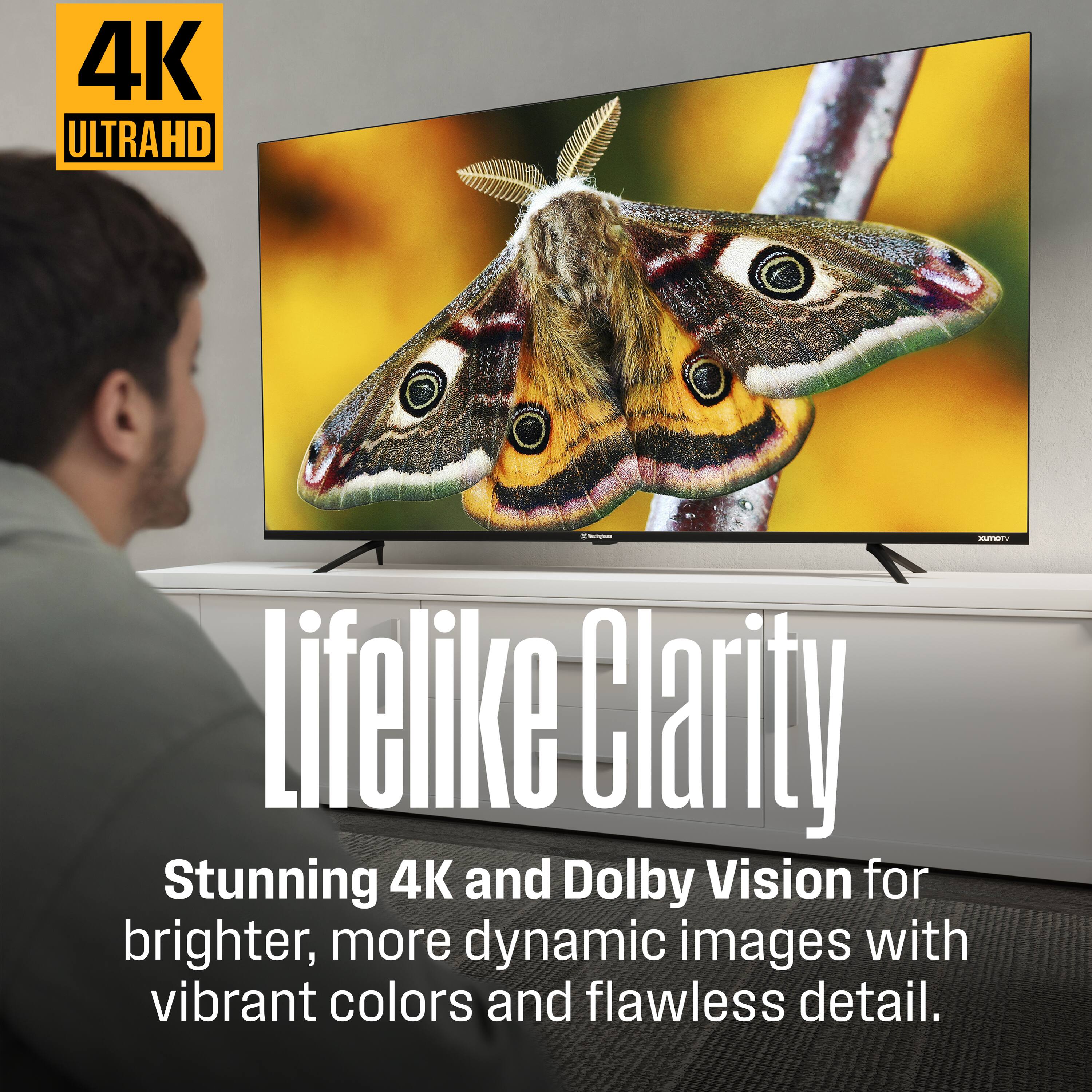 4K ULTRAHD  
Lifelike Clarity  
Stunning 4K and Dolby Vision for brighter, more dynamic images with vibrant colors and flawless detail.