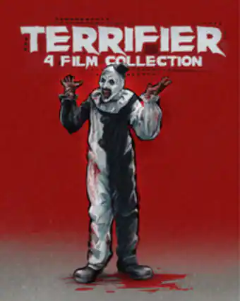 Front. Terrifier: 4 Movie Collection (Terrifier / Terrifier 2 / Terrifier 3 / All Hallow's Eve) - 4K Blu-Ray.