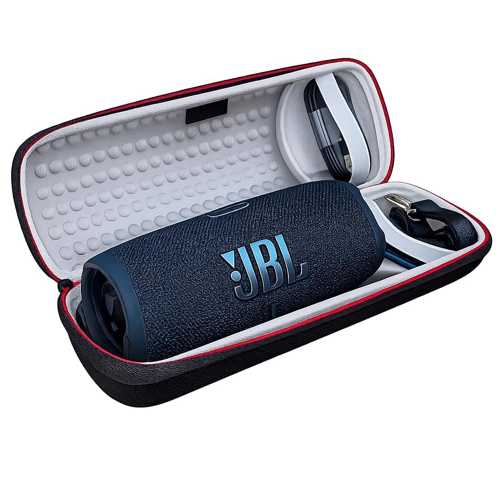 JBL - Charge 5 Portable Waterproof Bluetooth Speaker with Winguard Travel Case - Blue