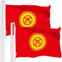 G128 - Kyrgyzstan Flag 3 x 5 ft, 2-Pack, 150D Polyester with Brass Grommets - Assorted Colors