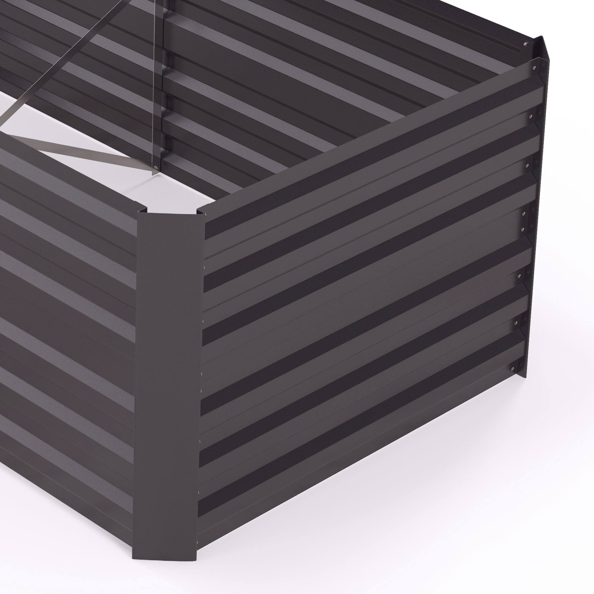 Alt View 8. Outsunny - Galvanized Raised Garden Bed Kit with Reinforcing Bars, Large and Tall Metal Planter Box for Vegetables, 6' x 3' x 2' - Dark Gray.