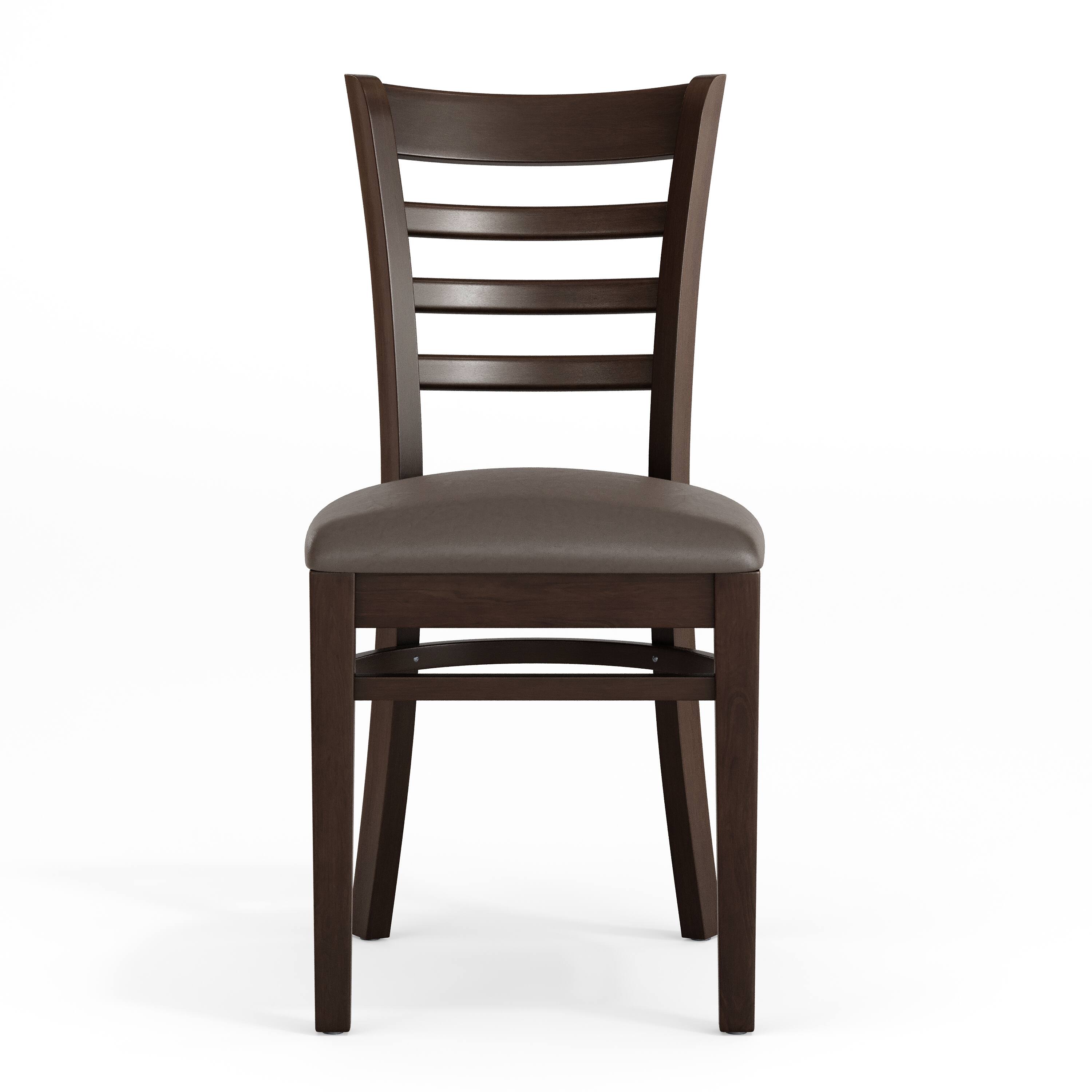 Alt View 9. Emma + Oliver - Ladder Back Wooden Restaurant Dining Chair - Mocha Vinyl Seat/Walnut Wood Frame.