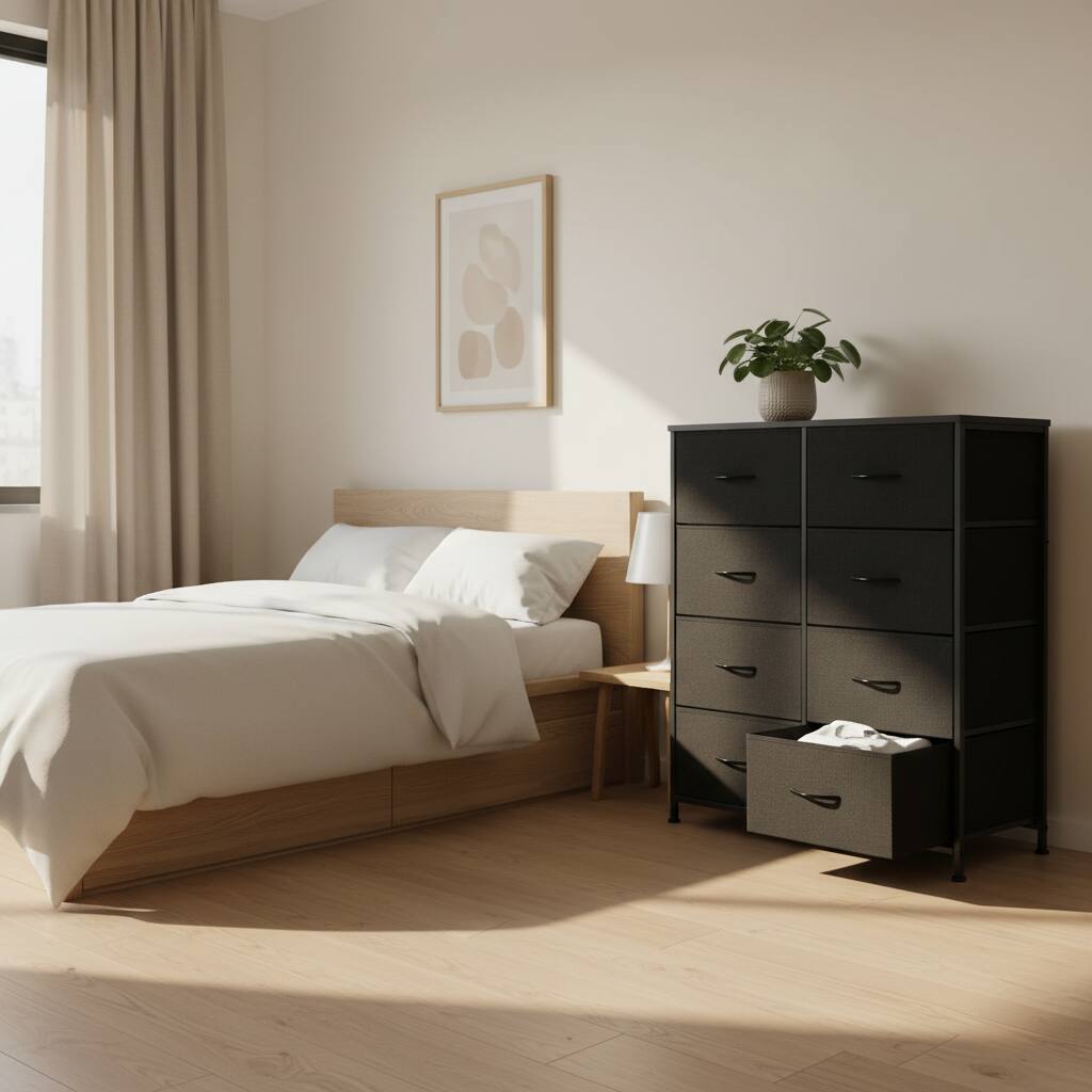 Alt View 6. AOITUN - 8 Drawer Dresser for Bedroom, Tall Fabric Storage Chest, Sturdy Steel Frame Organizer with Wood Top for Closet, Black - Black.