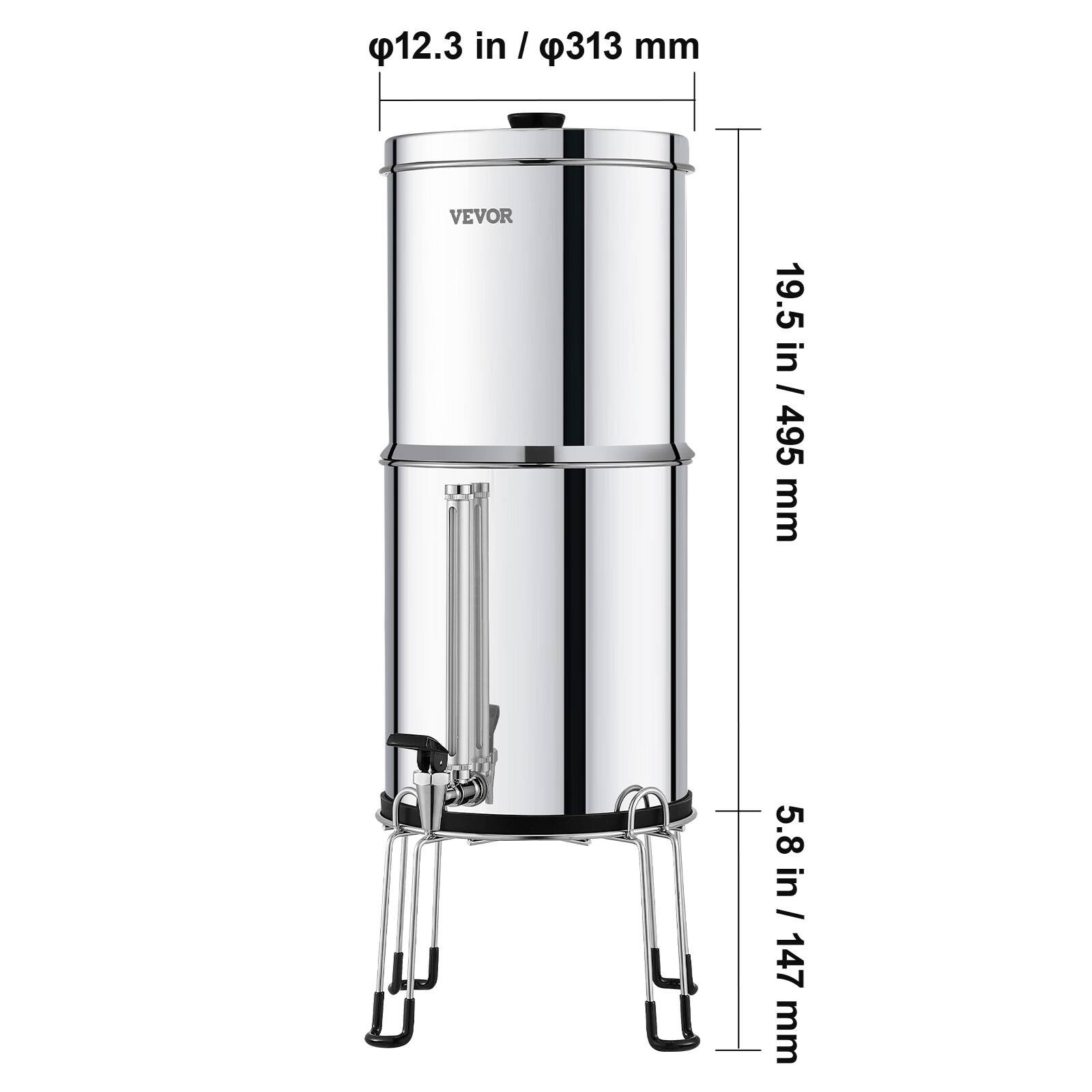 - Ø12.3 in / Ø313 mm
- 19.5 in / 495 mm
- 5.8 in / 147 mm