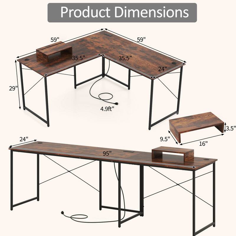 Product Dimensions: 59" x 59" x 35.5" x 35.5" x 24" x 29" x 4.9ft" x 3.5" x 24" x 95" x 9.5" x 16"