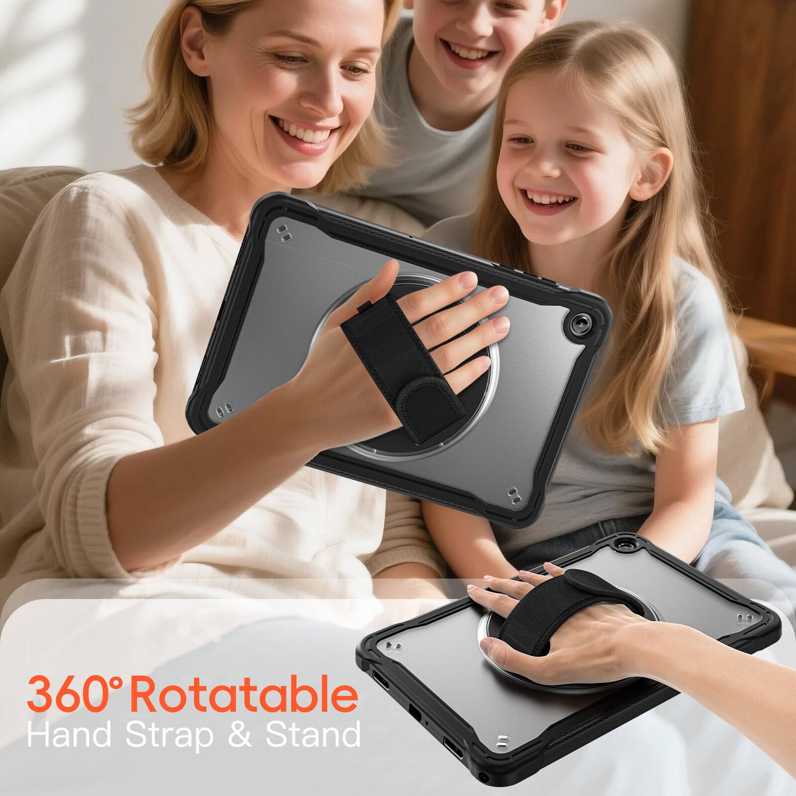 360° Rotatable Hand Strap & Stand
