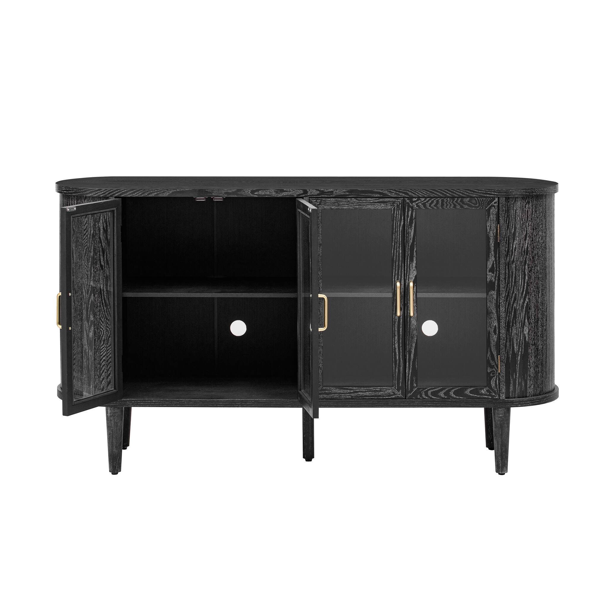 Alt View 5. Spaco - Spaco Farmhouse Buffet Cabinet,Sideboards with Glass Doors, Adjustable Shelves Storage for Kitchen Dining Room - Black.
