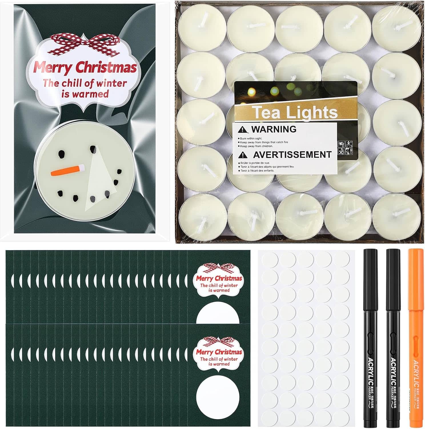 RTMB - Christmas Tealight Candle Set – 50 pcs with Classic DIY Accessories