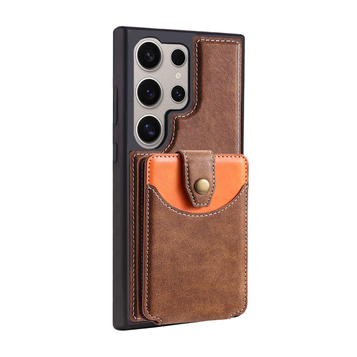Alt View 2. Dteck - For Samsung Galaxy S25 Ultra Case,2-in-1 Magnetic Detachable PU Leather Wallet Flip Stand Card Holder TPU Inner Cover - Brown.