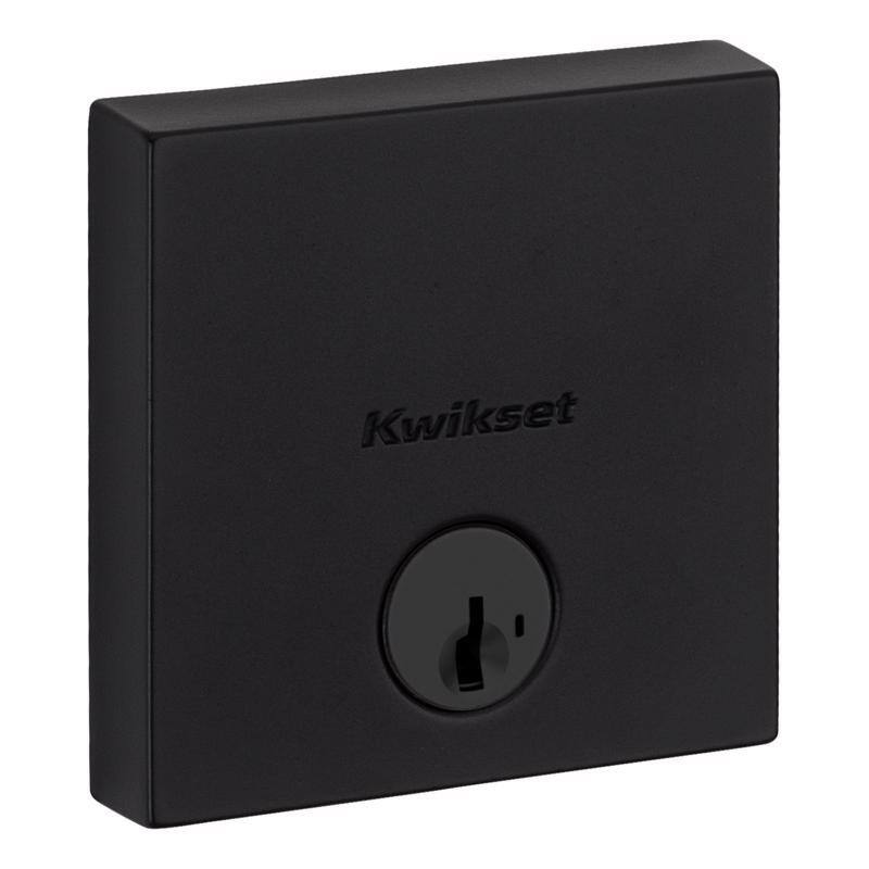 Angle. Kwikset - Kwikset Downtown Matte Black Zinc Single Cylinder Smart Key Deadbolt.