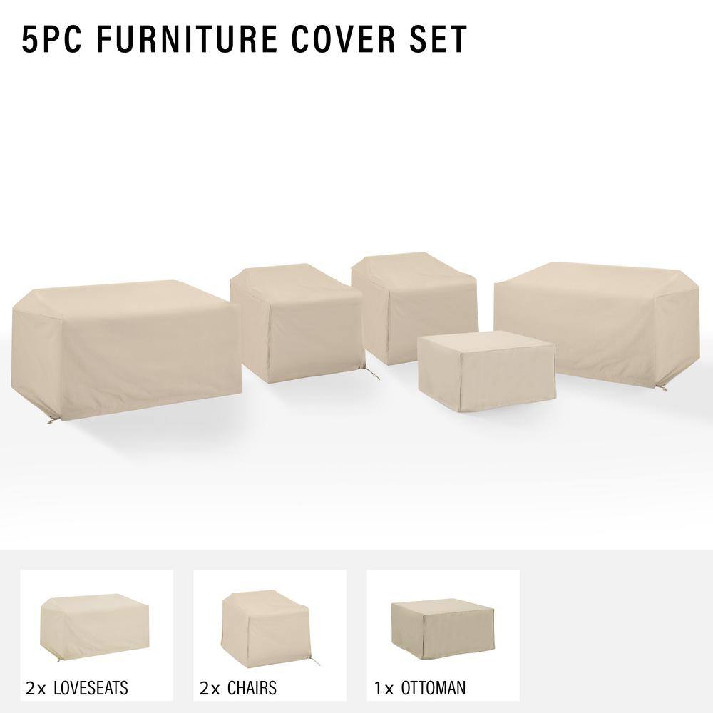 5PC FURNITURE COVER SET  
2x LOVESEATS  
2x CHAIRS  
1x OTTOMAN