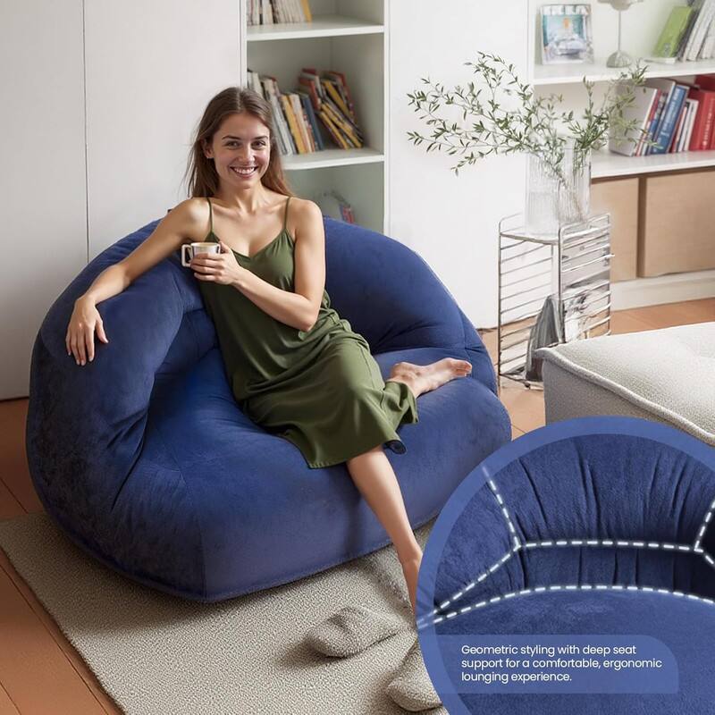 Geometric styling with deep seat support for a comfortable, ergonomic lounging experience.