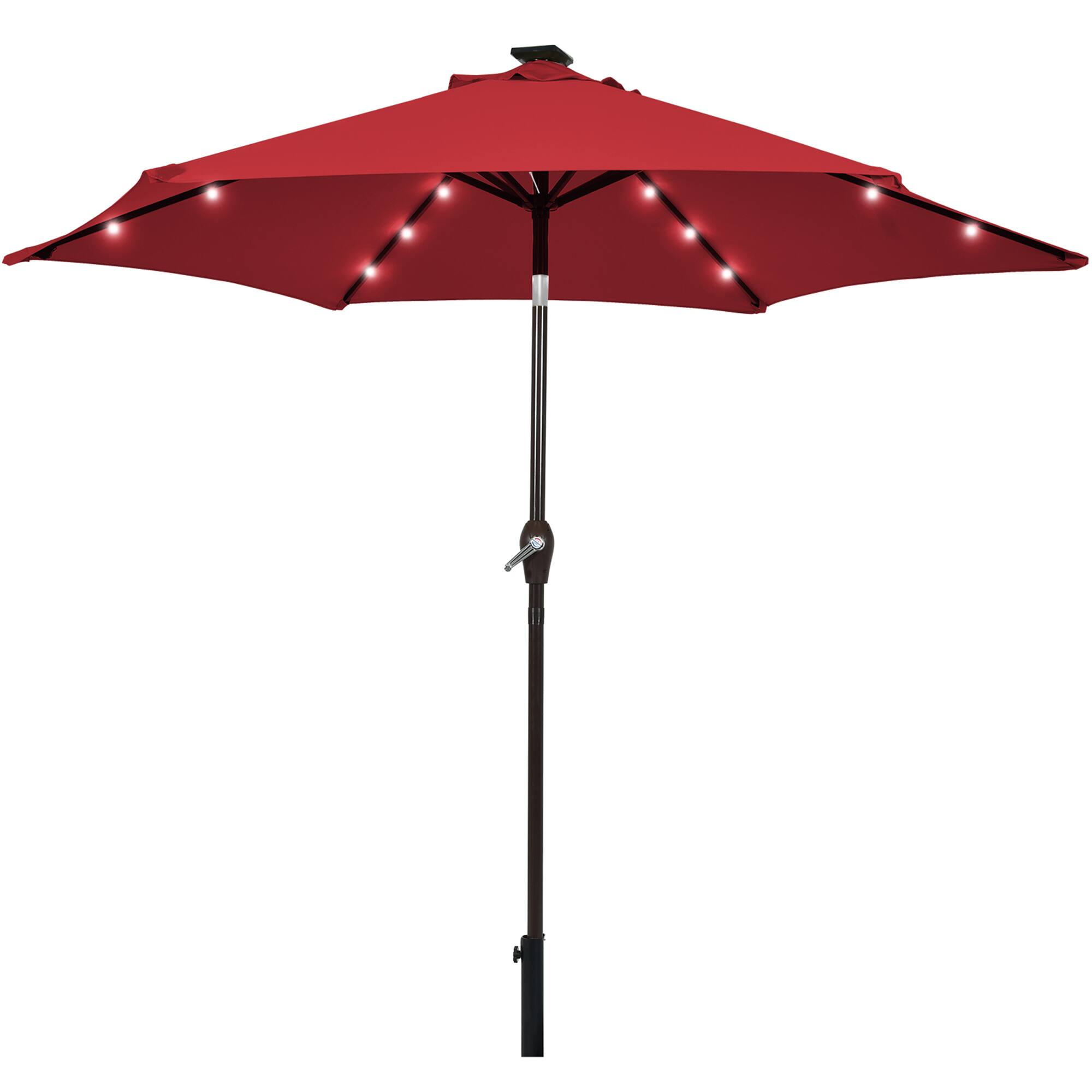 Alt View 4. Gymax - Gymax 9 ft Patio Table Market Umbrella Yard Outdoor w/ Solar LED Lights Burgundy - Burgundy.
