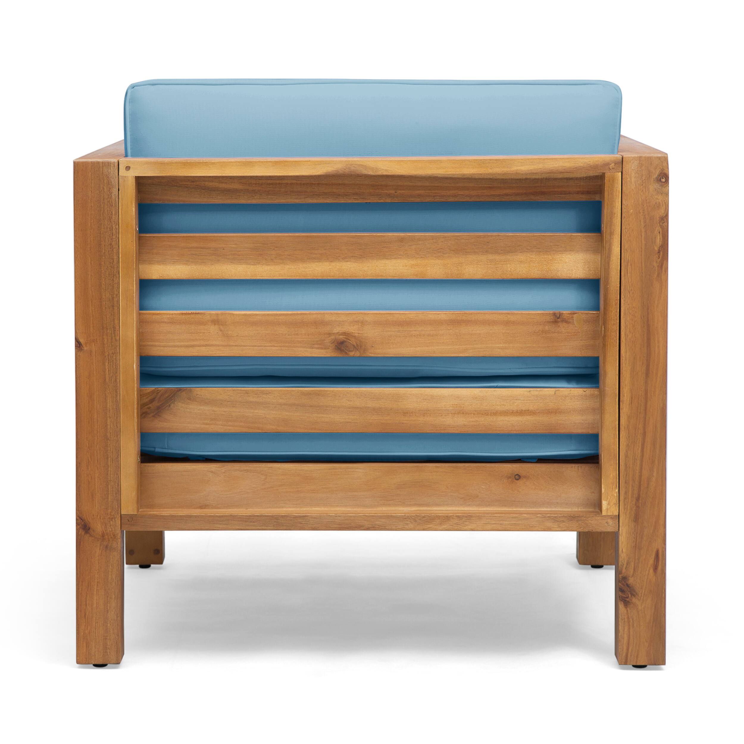 Alt View 1. Whisen - Outdoor Club Chair, Acacia Wood Patio Chair with Water-Resistant Cushion for Backyard, Garden and Porch - Blue.
