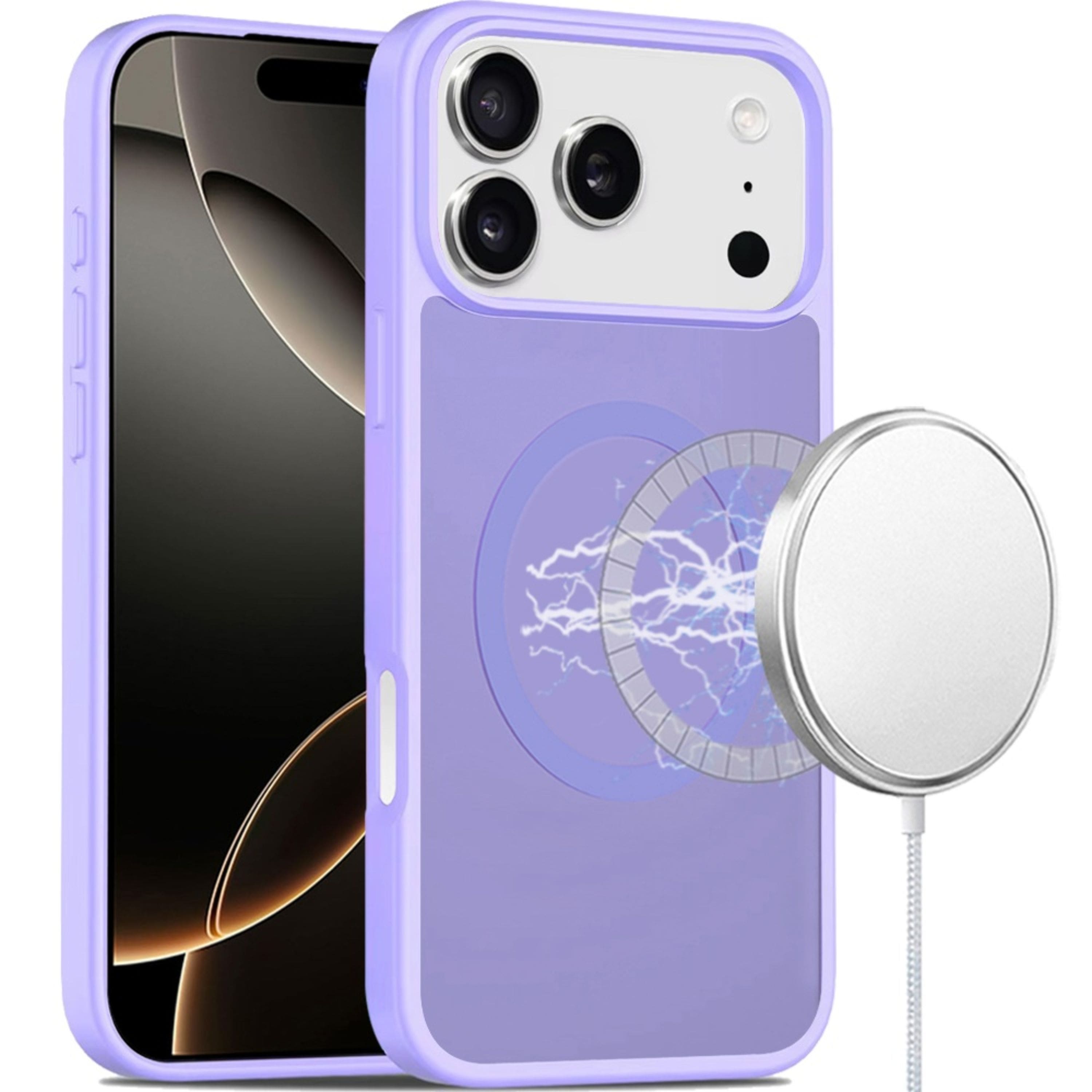 Kitcheniva - Premium Soft Touch Magnetic Ring Case With Tempered Glass For iPhone 17 Pro - Light Purple