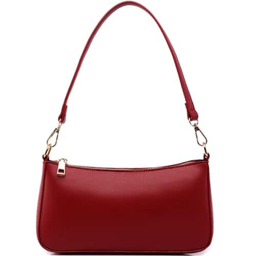 Fabibe - Small Shoulder Bag For Women Trendy Purse Retro Vegan Leather Hobo Purses Clutch Tote Handbags With Zipper Closure - Red