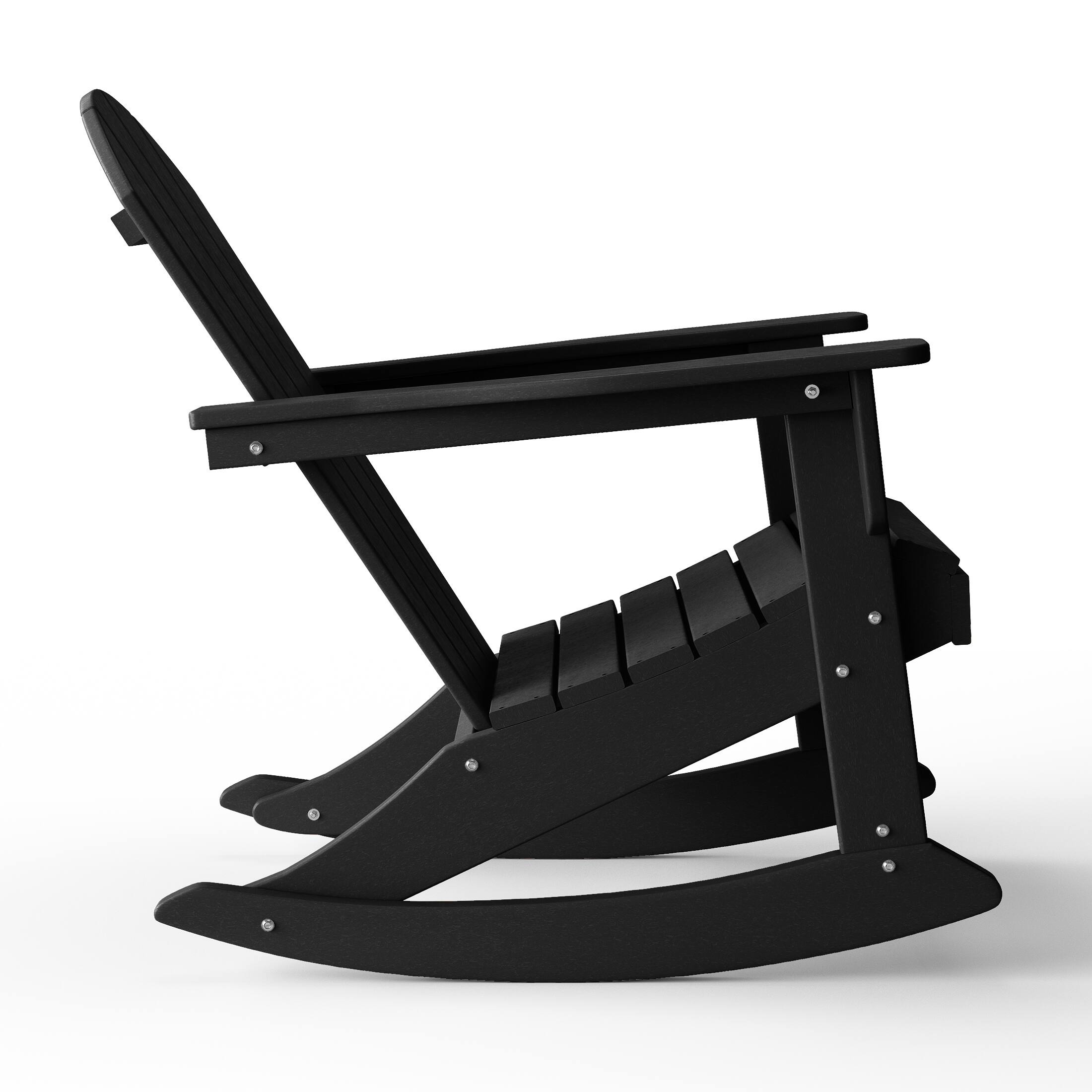 Back. WestinTrends - WestinTrends Malibu Outdoor / Patio Poly Adirondack rocking chair - Black.