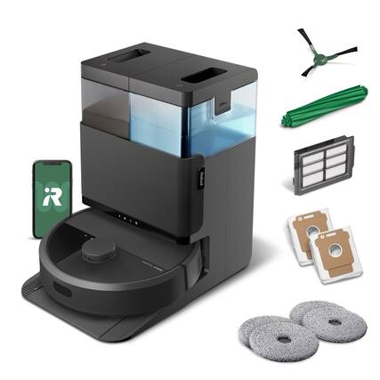 Front. iRobot - Roomba 405 (G185) Combo Vacuum & Mop + AutoWash Dock - Dual Spinning Mop Pads, Self Empties, Intense Suction, Pad Lift - Black.