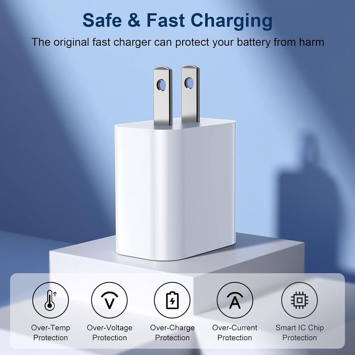 Safe & Fast Charging

The original fast charger can protect your battery from harm

Over-Temp Protection
Over-Voltage Protection
Over-Charge Protection
Over-Current Protection
Smart IC Chip Protection